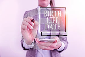 Handwriting text writing Birth Life Date. Concept meaning Day a baby is going to be born Maternity Pregnancy Give life