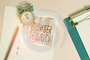 Handwriting text writing Browser Security. Concept meaning security to web browsers in order to protect networked data
