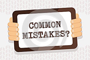 Handwriting text writing Common Mistakes question. Concept meaning repeat act or judgement misguided or wrong Color