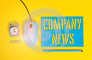 Handwriting text writing Company News. Concept meaning provides news and feature articles about the company status Paper sheet