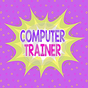 Handwriting text writing Computer Trainer. Concept meaning instruct and help users acquire proficiency in computer
