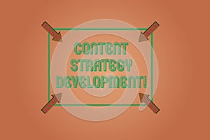 Handwriting text writing Content Strategy Development. Concept meaning setting some goals for the marketing content