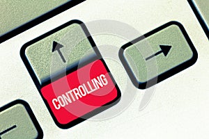 Handwriting text writing Controlling. Concept meaning Having the power to control how something is analysisaged or done