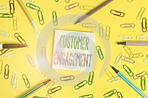 Handwriting text writing Customer Engagement. Concept meaning the emotional connection between a customer and a brand