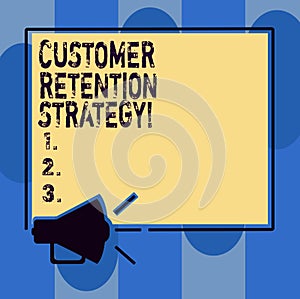 Handwriting text writing Customer Retention Strategy. Concept meaning Actions to retain as analysisy customers as