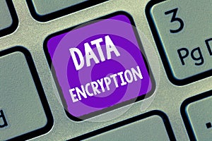 Handwriting text writing Data Encryption. Concept meaning Symmetric key algorithm for the encrypting electronic data