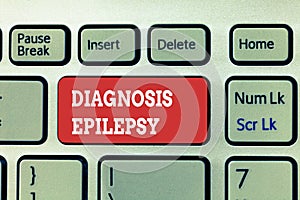 Handwriting text writing Diagnosis Epilepsy. Concept meaning disorder in which brain activity becomes abnormal