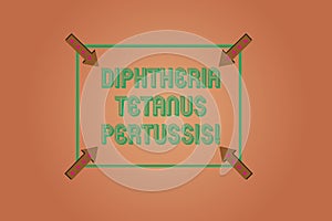 Handwriting text writing Diphtheria Tetanus Pertussis. Concept meaning vaccines against three infectious diseases Square