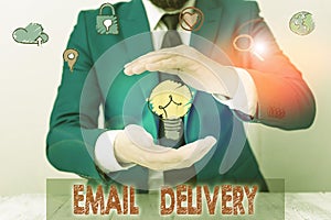 Handwriting text writing Email Delivery. Concept meaning a type delivery in which tickets are delivered electronically