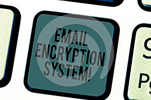 Handwriting text writing Email Encryption System. Concept meaning Authentication mechanism of an email message Keyboard