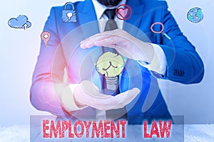 Handwriting text writing Employment Law. Concept meaning deals with legal rights and duties of employers and employees.