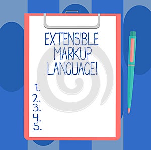 Handwriting text writing Extensible Markup Language. Concept meaning computer language that use tag to define element