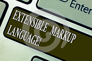 Handwriting text writing Extensible Markup Language. Concept meaning computer language that use tag to define element