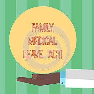 Handwriting text writing Family Medical Leave Act. Concept meaning FMLA labor law covering employees and families Hu