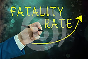 Handwriting text writing Fatality Rate. Concept meaning calculated number of deaths over a specific range of period