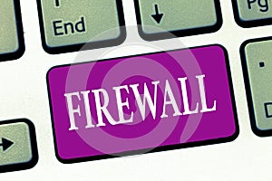 Handwriting text writing Firewall. Concept meaning protect network or system from unauthorized access with firewall