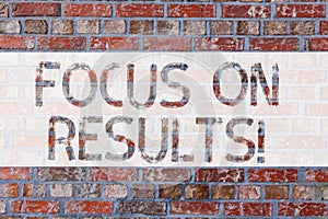 Handwriting text writing Focus On Results. Concept meaning key goals strategy to reach goal and ensure effectiveness