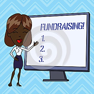 Handwriting text writing Fundraising. Concept meaning seeking to generate financial support for charity or cause.