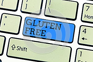 Handwriting text writing Gluten Free. Concept meaning Food and diet not containing protein found in grains and wheat