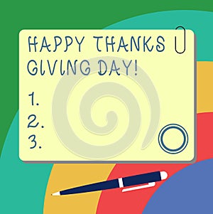 Handwriting text writing Happy Thanks Giving Day. Concept meaning Celebrating thankfulness gratitude holiday Blank