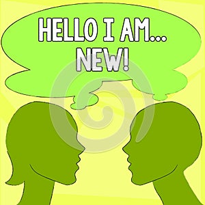 Handwriting text writing Hello I Am New. Concept meaning used as greeting or to begin telephone conversation Silhouette