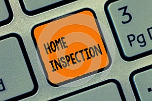 Handwriting text writing Home Inspection. Concept meaning Examination of the condition of a home related property