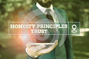 Handwriting text writing Honesty Principles Trust. Concept meaning believing someone words for granted Telling truth