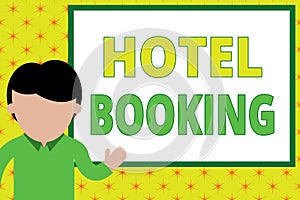 Handwriting text writing Hotel Booking. Concept meaning Online Reservations Presidential Suite De Luxe Hospitality Young photo