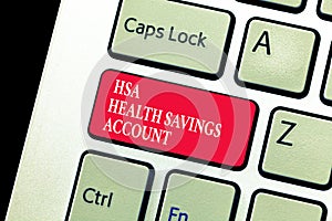 Handwriting text writing Hsa Health Savings Account. Concept meaning Supplements one s is current insurance coverage