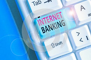 Handwriting text writing Internet Banking. Concept meaning banking method which transactions conducted electronically