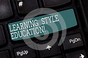 Handwriting text writing Learning Style Education. Concept meaning Method or technique a demonstrating uses to learn Keyboard key