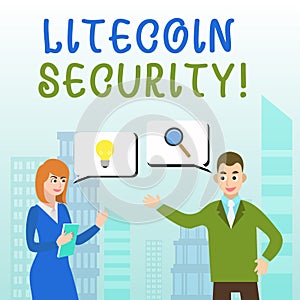 Handwriting text writing Litecoin Security. Concept meaning peertopeer cryptocurrency and opensource software Business