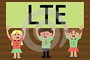 Handwriting text writing Lte. Concept meaning A 4G mobile communications standard Improving wireless broadband speeds