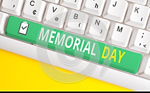 Handwriting text writing Memorial Day. Concept meaning To honor and remembering those who died in military service White