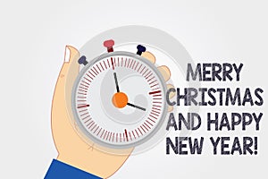 Handwriting text writing Merry Christmas And Happy New Year. Concept meaning Holiday season greetings celebrations Hu analysis