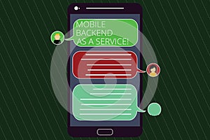 Handwriting text writing Mobile Backend As A Service. Concept meaning Mbaas Link web and mobile apps to cloud storage
