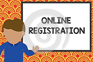 Handwriting text writing Online Registration. Concept meaning System for subscribing or registering via the Internet