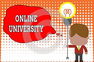 Handwriting text writing Online University. Concept meaning Distance Learning Courses are taken over the internet