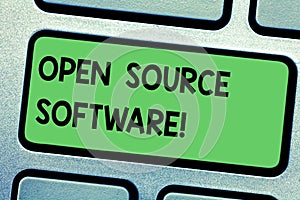 Handwriting text writing Open Source Software. Concept meaning software with source code that anyone can modify Keyboard