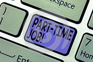 Handwriting text writing Part Time Job. Concept meaning Working a few hours per day Temporary Work Limited Shifts