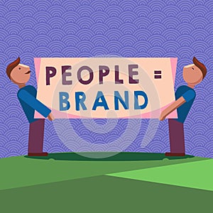 Handwriting text writing People equal Brand. Concept meaning Personal Branding Defining personality through the labels
