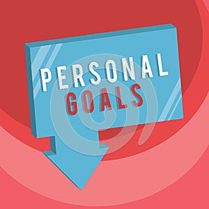 Handwriting text writing Personal Goals. Concept meaning Target set by a person to influence his efforts Motivation