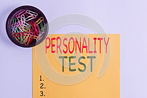 Handwriting text writing Personality Test. Concept meaning A method of assessing huanalysis demonstratingality constructs Plain