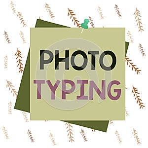 Handwriting text writing Photo Typing. Concept meaning metal printing block use to reproduce a photograph in printing Reminder