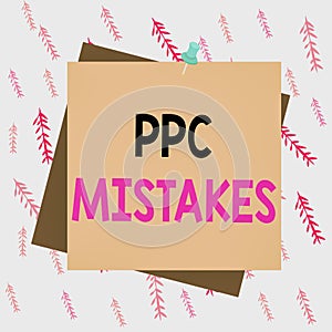 Handwriting text writing Ppc Mistakes. Concept meaning judgment that is misguided or wrong in pay per click scheme