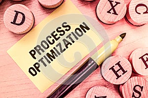 Handwriting text writing Process Optimization. Concept meaning Improve Organizations Efficiency Maximize Throughput