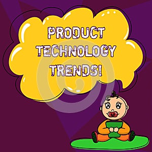 Handwriting text writing Product Technology Trends. Concept meaning Readily accepted in the market Becoming popular Baby Sitting
