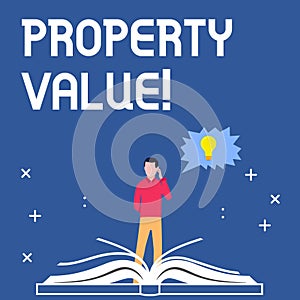 Handwriting text writing Property Value. Concept meaning Estimate of Worth Real Estate Residential Valuation.