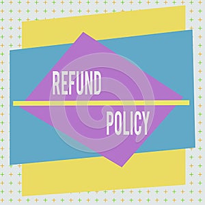 Handwriting text writing Refund Policy. Concept meaning refund or exchange defective merchandise previously buy Asymmetrical