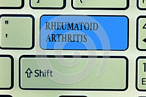 Handwriting text writing Rheumatoid Arthritis. Concept meaning autoimmune disease that can cause joint pain and damage
